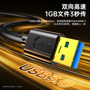 毕亚兹  高速USB3.0数据线公对公 4米 双头移动硬盘盒高速传输数据线 笔记本散热器车载MP3连接线