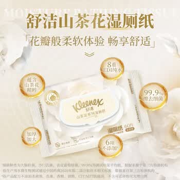 舒洁（Kleenex）山茶花湿厕纸家庭装60抽*4包湿厕卫生纸洁厕如厕湿纸巾