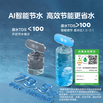 美的(Midea)净水器【白泽Max 1200G】0阻垢剂 6年长效RO反渗透 家用厨房专用台下用直饮过滤净水机 触控双出水 美的(Midea)净水器【白泽Max 1200G】0阻垢剂 6年长效RO反渗透 家用厨房专用台下用直饮过滤净水机 触控双出水