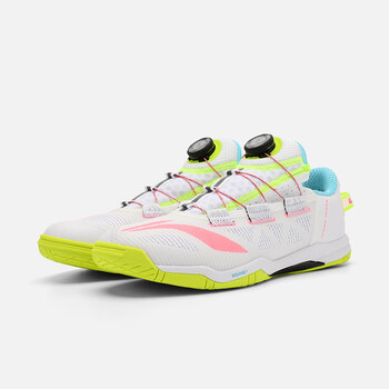 李宁（LI-NING）乒乓球鞋羽毛球鞋MAGE系列BOA旋扣比赛鞋男女 标准白/荧光晶红 44