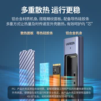 绿联 M.2移动硬盘盒NVMe/SATA双协议Type-C3.2适用笔记本苹果17外接SSD固态硬盘盒