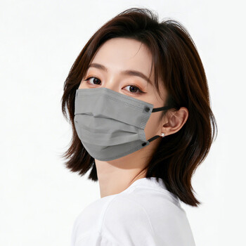 润米生物灰色医用外科口罩一次性成人防过敏独立装【拿铁灰50片/盒】