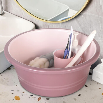 福爱家脸盆特厚38cm洗脸盆洗衣盆洗脚盆洗菜盆学生盆泡脚盆桶粉1只装