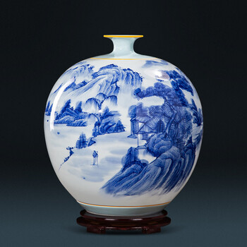 中国，景德镇，青白釉風景画花瓶 中国，景德镇，青白釉風景画花瓶 | ヤマダウェブコム