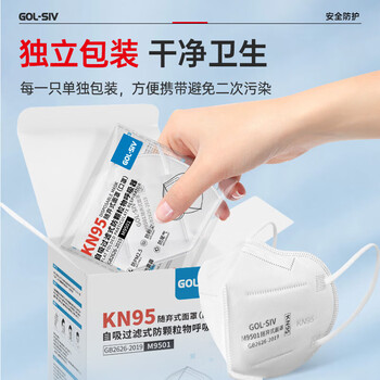 胜丽 KN95口罩工业防尘口罩独立装 防雾霾防尘粉尘防灰耳戴无阀 M9501 50只装
