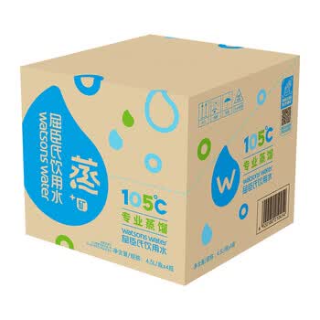 屈臣氏蒸馏水添加矿物质饮用水4.5L*4桶整箱大桶装水家庭装泡茶