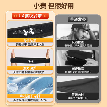 安德玛（Under Armour）发带运动头巾男女士头带发箍束发带导汗带运动跑步止汗带吸汗头套