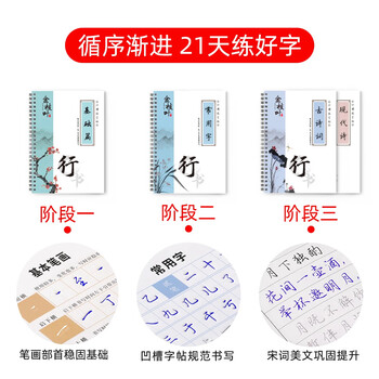 金枝叶行楷字帖成年人练字专用行书字帖速成男女生字体漂亮钢笔硬笔书法初高中生反复使用控笔训练套装