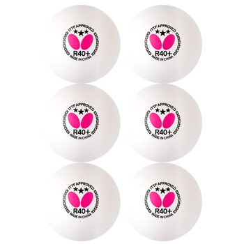 蝴蝶三星级乒乓球6只装专业大赛比赛用球R40+白色