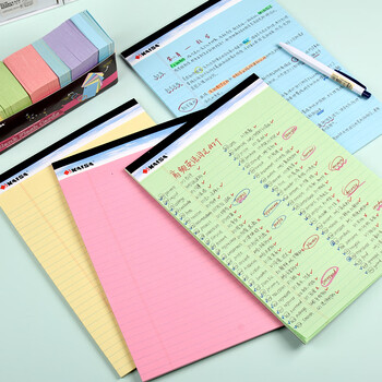 凯萨（KAISA）四色拍纸本A4+/40张加厚彩色纸笔记本上翻记事本易撕分栏横线草稿本 4本装