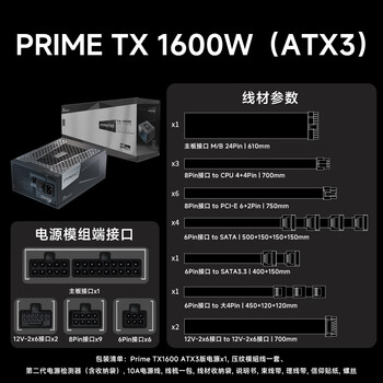 海韵（SEASONIC）【PRIME旗舰至尊】1600W 钛金全模 电脑电源｜AI 数据中心首选｜CQC 5级｜ATX 3.1｜支持5090显卡