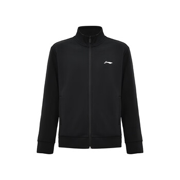 李宁（LI-NING）乒乓球服外套男女款秋冬休闲加绒保暖开衫无帽卫衣 黑色 M 