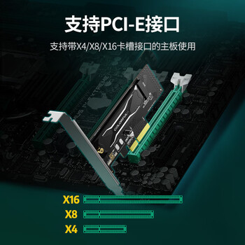 绿联PCIe转M.2 NVMe拓展卡 兼容PCIe4.0/3.0适用台式主机电脑机箱x4/x8/x16扩展SSD固态硬盘转接卡