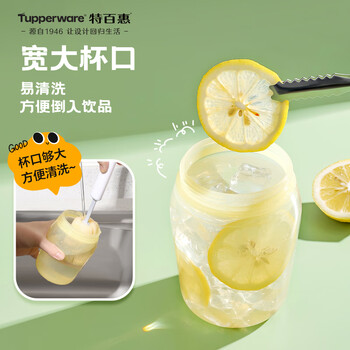 特百惠（Tupperware）吸吸罐550ml女生学生密封带吸管水杯子夏季自制饮品奶昔 天空蓝