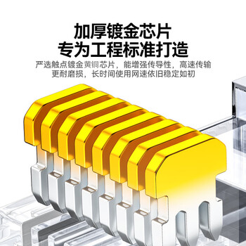 山泽 六类网线水晶头 6类千兆网络接头 RJ45工程级电脑网线连接器 Cat6镀金水晶头 100个 JD-S66