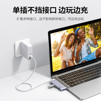 绿联Type-C直插扩展坞USB-C转HDMI转换器C口拓展坞千兆网口转接头HUB3.0分线器适用苹果华为笔记本iPad