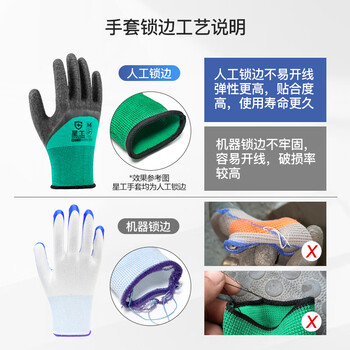 星工 浸胶劳保手套 耐磨防滑透气乳胶挂胶皮工地工作防护手套XGS-J2  12付