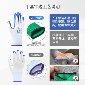 星工劳保手套胶皮丁腈浸胶手套加厚耐磨防滑挂胶手套工地汽修建筑12付XGS-J9