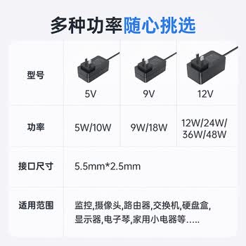 绿巨能（llano）12V2A电源适配器适用显示器路由器机顶盒监控摄像头移动硬盘DC充电器电源线 5.5*2.5mm圆口
