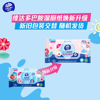 维达（Vinda）湿厕纸 家庭装60片*12包 RO纯水多巴胺 洁厕湿巾可冲散 新旧随机