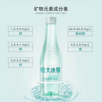 恒大冰泉 长白山天然低钠矿泉水500ml*24瓶非纯净水饮用水 整箱装热门商品