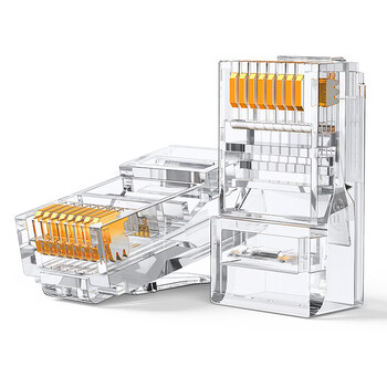 绿联六类网线水晶头 6类千兆网络接头 CAT6镀金工程级RJ45电脑连接器适用超六类非屏蔽网线 100个60558