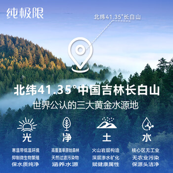 纯极限长白山弱碱性天然矿泉水低氘含天然偏硅酸饮用水330ml*12瓶整箱