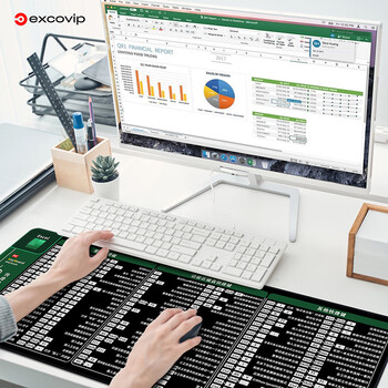 宜适酷（EXCO）EXCEL专业快捷键鼠标垫大号桌垫笔记本电脑办公学生EXCEL软件鼠标垫快捷键锁边游戏键盘垫0128