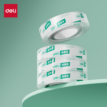 得力（deli）易撕透明胶带 12mm*30y高粘小胶带 开学必备学习用品 错题整理学生文具 1卷凑单 办公用品 30009