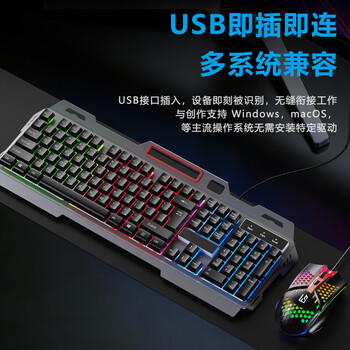 灵蛇(LINGSHE)真机械手感游戏键盘鼠标套装 轻奢发光套装 金属面板 镂空鼠标 键鼠套装MK210 黑色 灵蛇(LINGSHE)真机械手感游戏键盘鼠标套装 轻奢发光套装 金属面板 镂空鼠标 键鼠套装MK210 黑色