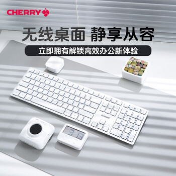 CHERRY樱桃 DW9100无线键鼠套装 无线蓝牙双模键盘鼠标 电脑键盘 办公商务 SX剪刀脚超薄键盘 充电款银色
