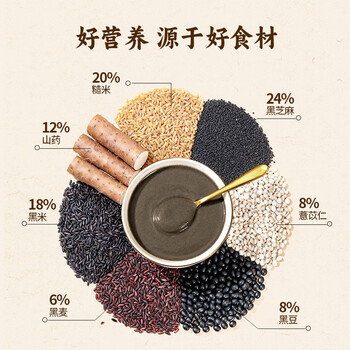 捷氏山药薏仁黑芝麻糊680g中老年人营养早餐食品五谷粗粮饱腹代餐粉