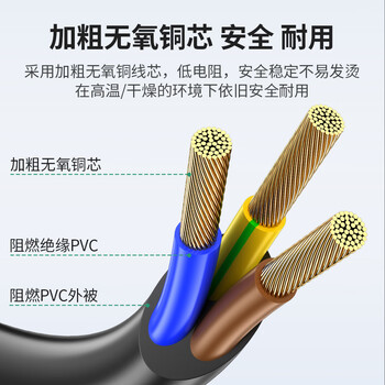 广昌兴（G.C.X）3C认证 国标电源线 10a直头三插-C13三孔品字尾 3*1.5平方铜芯 适用大功率台式服务器主机PDU连接线 1米
