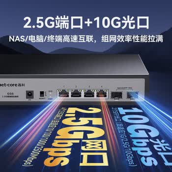 磊科（netcore）GS6 6口网管型2.5G交换机 4个2.5G电口+2个万兆SFP光口 千兆网络分线器 支持vlan链路聚合/NAS光猫
