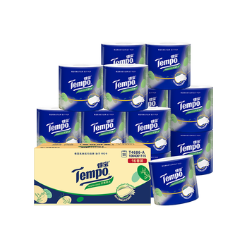 得宝（TEMPO）一博同款 卷纸 杉青果木味4层160g*16卷卫生纸 纸巾 有芯卷筒纸