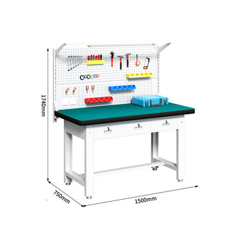 秦筑防静电工作台流水线检验桌车间重型维修操作台 1.5米平三抽双挂板