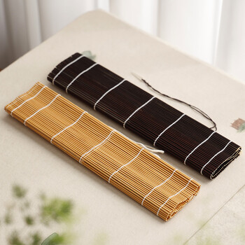 漢墨毛笔笔帘 通用简约复古老竹色大号毛笔帘笔袋 文房四宝毛笔收纳笔卷袋