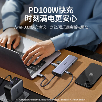 绿联Type-C扩展坞USB-C读卡器拓展坞HDMI网口转接HUB分线器适用苹果MacBook Air华为联想雷电4