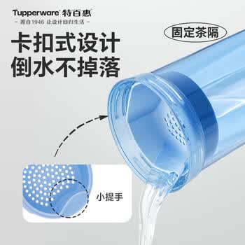 特百惠（Tupperware）晶彩MAX塑料杯600ml 男女士学生运动水杯子大容量泡茶杯 冰水蓝