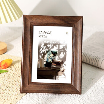 得印6寸复古相框挂墙欧式创意框照片摆台框照片框胡桃木色0245