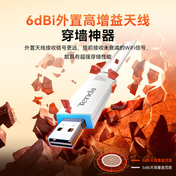 Tenda腾达 usb无线网卡wifi6 智能免驱无限 无线网卡台式机专用 wifi接收器 高增益天线 无线wifi发射