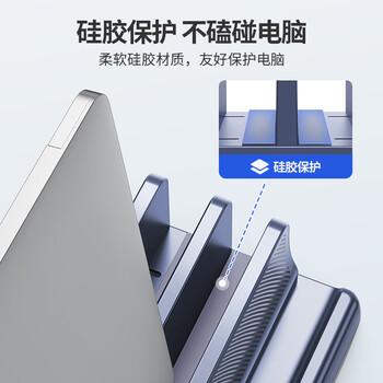 鹿为 笔记本立式支架电脑平板桌面收纳笔记本散热器架子置物架多槽收纳底座 三槽斜纹款-SZ2035-JD