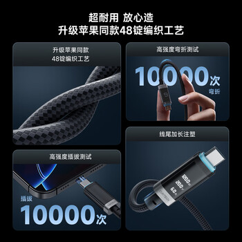 CUKTECH酷态科6号磁吸数显电能线240W数据线type-C编织6A充电线快充适用苹果17/16/iPad/笔记本/小米/华为 CUKTECH酷态科6号磁吸数显电能线240W数据线type-C编织6A充电线快充适用苹果17/16/iPad/笔记本/小米/华为