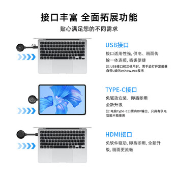 宝疆（BOEGAM）企业级无线投屏器hdmi线高清同屏办公适用苹果安卓华为手机接电视投影显示器XS4 三发射器套装