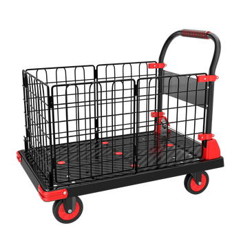 顺和围栏平板车两用手推车商超小推车全折叠便携搬运车90*60承重800斤 顺和围栏平板车两用手推车商超小推车全折叠便携搬运车90*60承重800斤