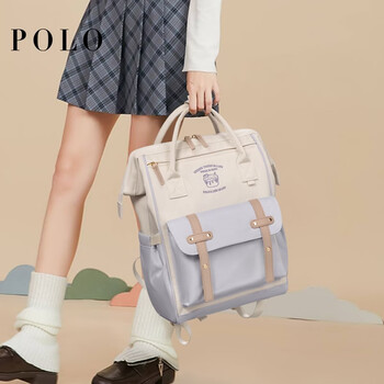 POLO双肩包女大容量背包小众学院风书包15.6英寸电脑包生日礼物送女友