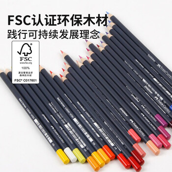 辉柏嘉（Faber-castell）油性彩铅笔24色专业手绘美术生专用蓝铁盒彩色铅笔GoldfaberAqua系列114724美术生专用写生画画笔
