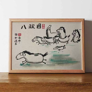 中国美術 『 徐悲鴻 八駿圖 』掛け軸 紙本 美術教育家 伝來書画 JT04# 徐悲鸿真迹八骏图价格报价行情- 京东