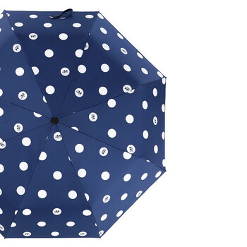 全自动波点遮太阳雨伞女小清新晴雨两用折叠 藏青色波点大象手动款 98