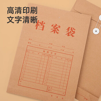 齐心（COMIX）50只装175gA4竖式牛皮纸档案袋侧宽3cm文件袋/资料袋投标专用标书合同文件票据袋 办公文具EA6023